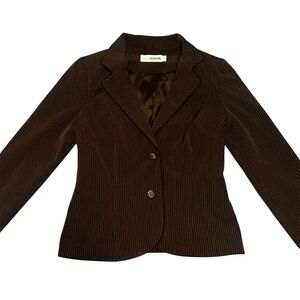 Brenda Beddome Brown And Black Pinstripe Blazer With Shoulder Pads Preppy Size 8